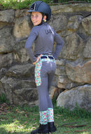 Blue floral and grey tights