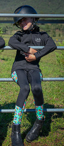 Blue floral and black tights