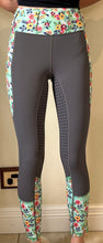 Load image into Gallery viewer, Blue floral and grey tights
