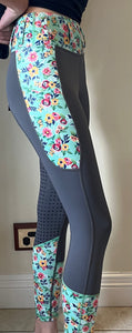 Blue floral and grey tights